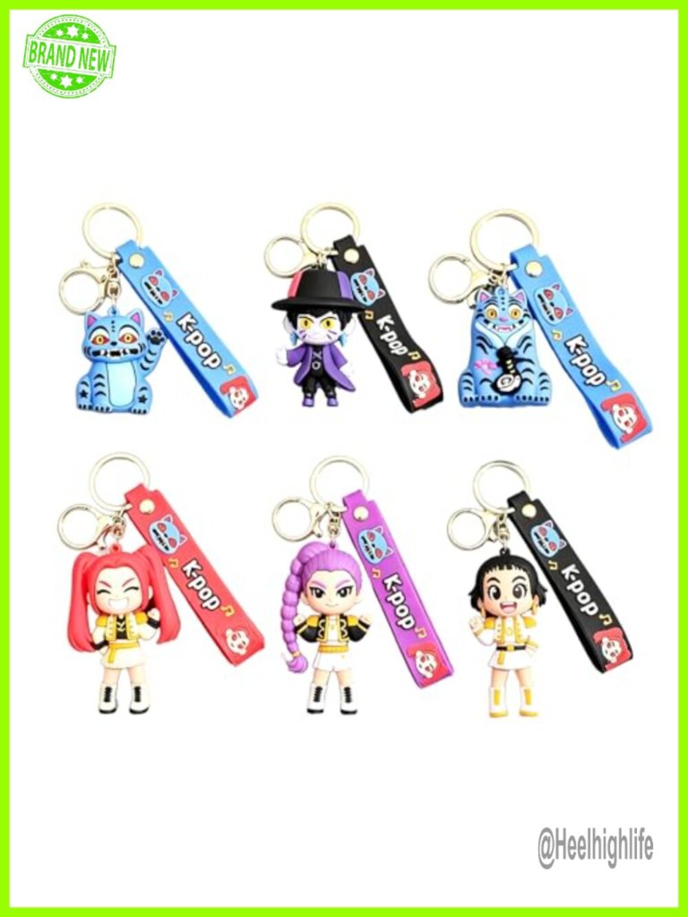 6 Pcs Cartoon Demon Keychains for Women, PVC Key Ring Bag Charms Wristlet
